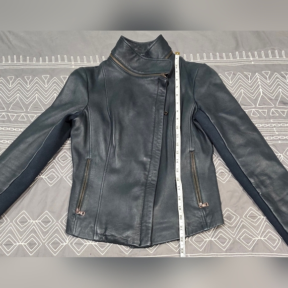 Sam Edelman Dark Green Leather Jacket Size XS - Picture 5 of 10